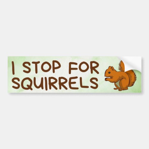 i stop for squirrels bumper sticker