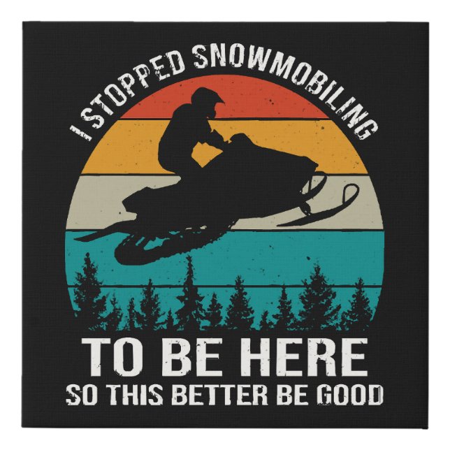 I Stopped Snowmobiling To Be Here Faux Canvas Print (Front)