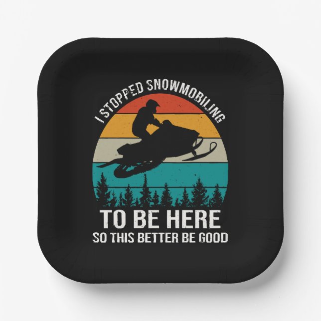 I Stopped Snowmobiling To Be Here Paper Plates (Front)