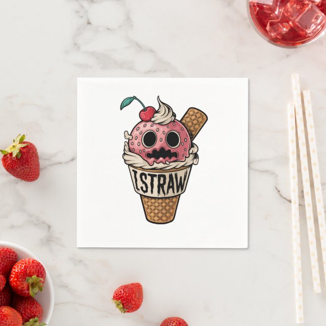 I straw,cute ice scream napkins (Insitu)