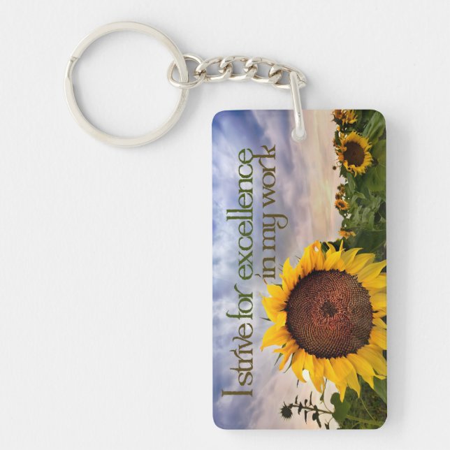 "I strive for excellence" Motivation Affirmation Keychain (Front)