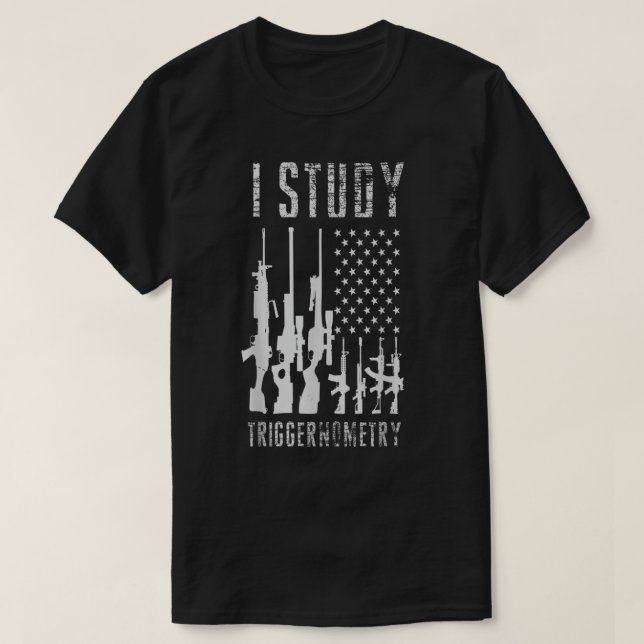 I Study Triggernometry Shirt Gun American Flag Gif (Design Front)