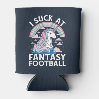 I Suck At Fantasy Football Unicorn Rainbow Can Cooler
