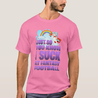 I Suck At Fantasy Football Unicorn Rainbow Loser M T-Shirt