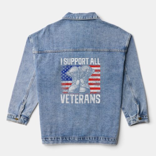 I Support All Veterans Day Soldiers Defence Forces Denim Jacket