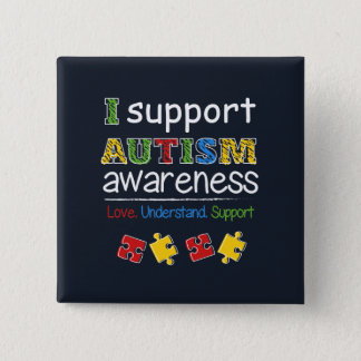 I Support Autism Awareness Puzzles Button