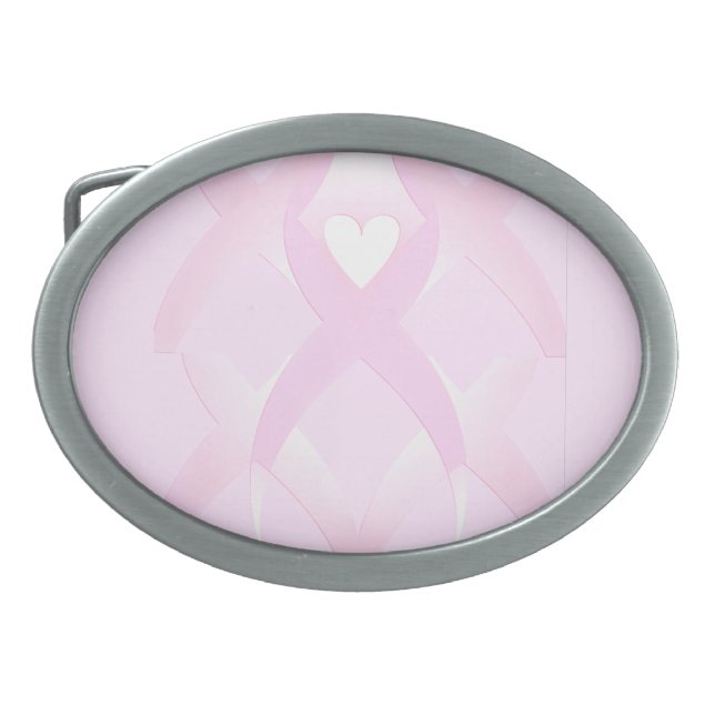 I Support,Breast Cancer Awareness_ Oval Belt Buckle (Front)