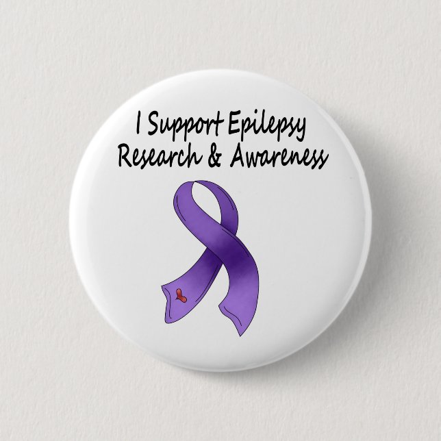 I SUPPORT Epilepsy Research Pinback Button (Front)