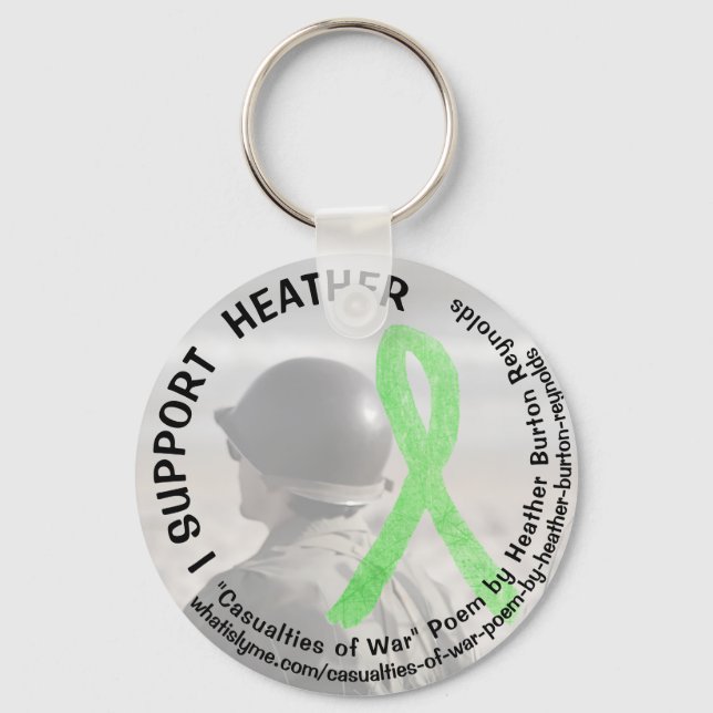 I Support Heather, Lyme Disease Military Key Chain (Front)
