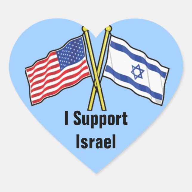 I Support Israel Stickers In Heart Shape (Front)