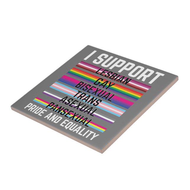 I Support Lesbian Gay Bisexual Trans Asexual Panse Ceramic Tile (Side)