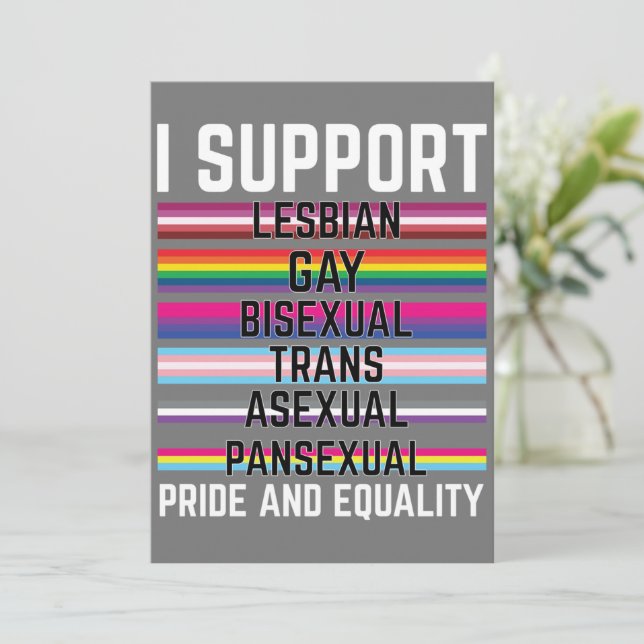 I Support Lesbian Gay Bisexual Trans Asexual Panse Invitation (Standing Front)