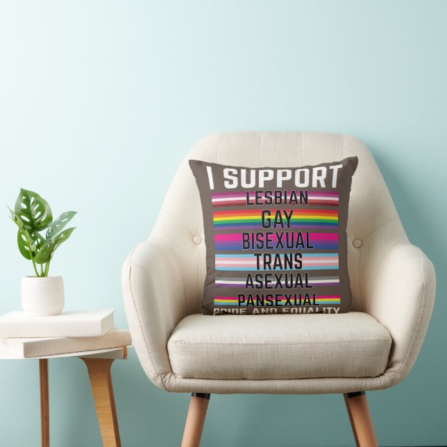 I Support Lesbian Gay Bisexual Trans Asexual Panse Throw Pillow (Chair)