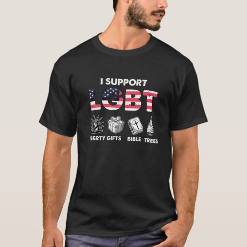 I Support LGBT Liberty Bible Christmas Tree Cool X T_Shirt