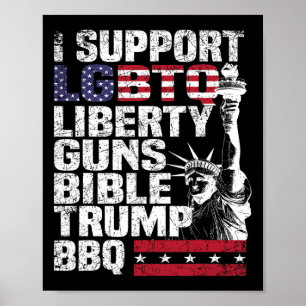I Support Lgbtq Liberty Guns Bible Trump Bbq Poster