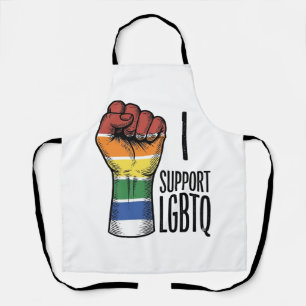 I Support LGBTQ Vintage Pride Fist Shirt Design_1 Apron