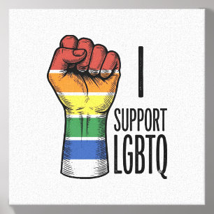 I Support LGBTQ Vintage Pride Fist Shirt Design_1 Canvas Photo Tile