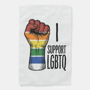 I Support LGBTQ Vintage Pride Fist Shirt Design_1 Garden Flag