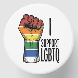 I Support LGBTQ Vintage Pride Fist Shirt Design_1 Mini Candle Favors