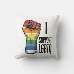 I Support LGBTQ Vintage Pride Fist Shirt Design_1 Throw Pillow