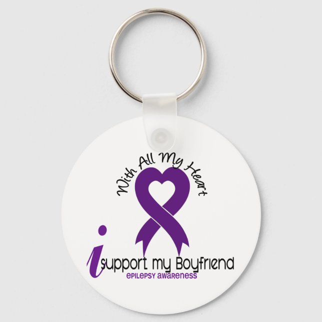 I Support My Boyfriend Epilepsy Keychain (Front)