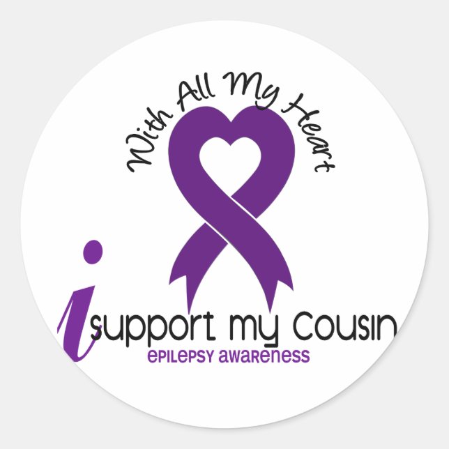 I Support My Cousin Epilepsy Classic Round Sticker (Front)