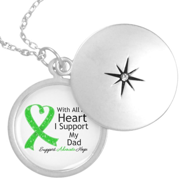 I Support My Dad With All My Heart Silver Plated Necklace (Front)