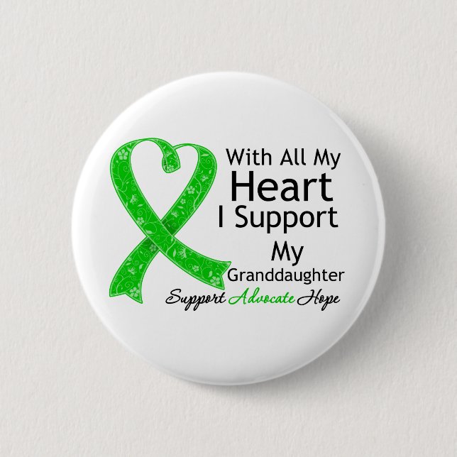 I Support My Granddaughter With All My Heart Pinback Button (Front)