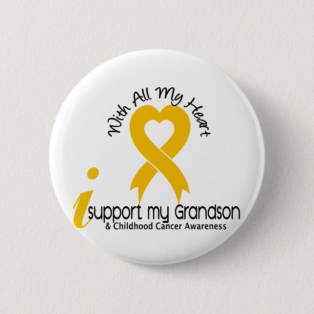 I Support My Grandson Childhood Cancer Pinback Button (Front)