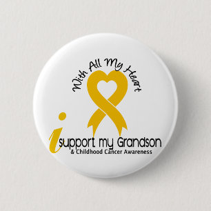 I Support My Grandson Childhood Cancer Pinback Button