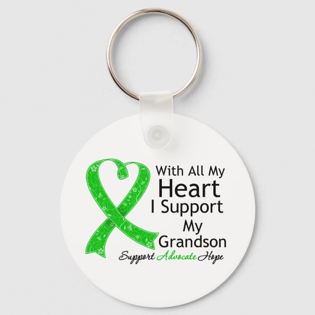 I Support My Grandson With All My Heart Keychain (Front)
