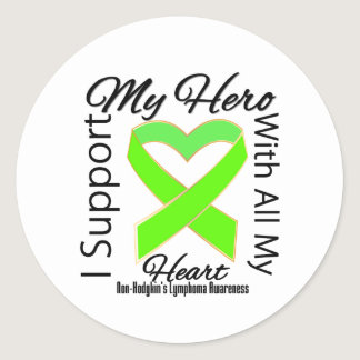 I Support My Hero  Non-Hodgkins Lymphoma Awareness Classic Round Sticker