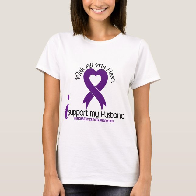 I Support My Husband Pancreatic Cancer T-Shirt (Front)
