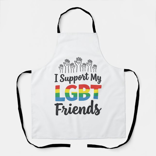 I Support My LGBT Friends Rainbow Pride Vector Des Apron (Front)