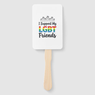 I Support My LGBT Friends Rainbow Pride Vector Des Hand Fan
