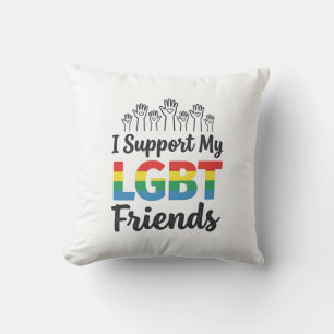 I Support My LGBT Friends Rainbow Pride Vector Des Throw Pillow