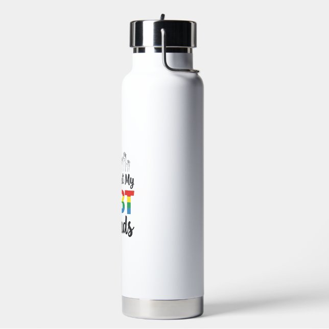 I Support My LGBT Friends Rainbow Pride Vector Des Water Bottle (Left)
