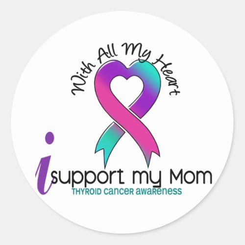 I Support My Mom Thyroid Cancer Classic Round Sticker