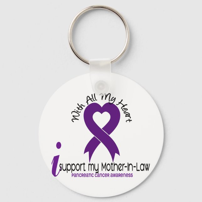 I Support My Mother-In-Law Pancreatic Cancer Keychain (Front)