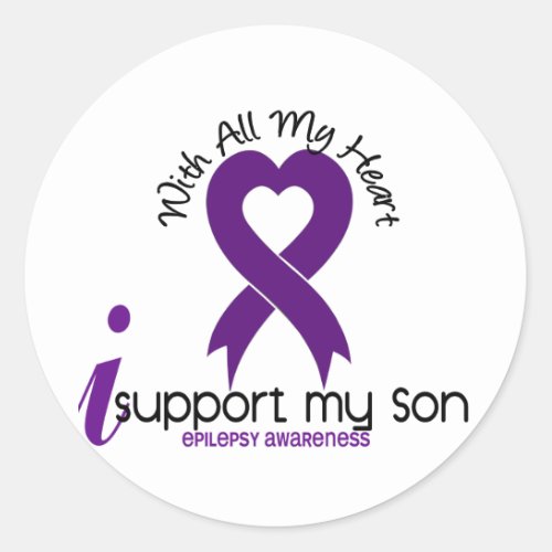 I Support My Son Epilepsy Classic Round Sticker