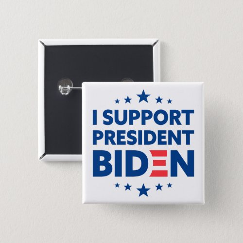I Support President Biden Blue Stars White Button