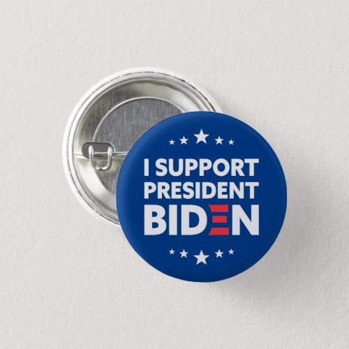 I Support President Biden White Stars Blue Button