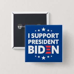 I Support President Biden White Stars Blue Button