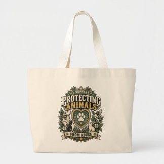 I Support Protecting Animals from Abuse Paw Heart Large Tote Bag