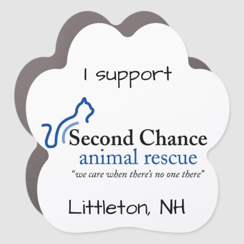 I Support Second Chance Pawprint Car Magnet