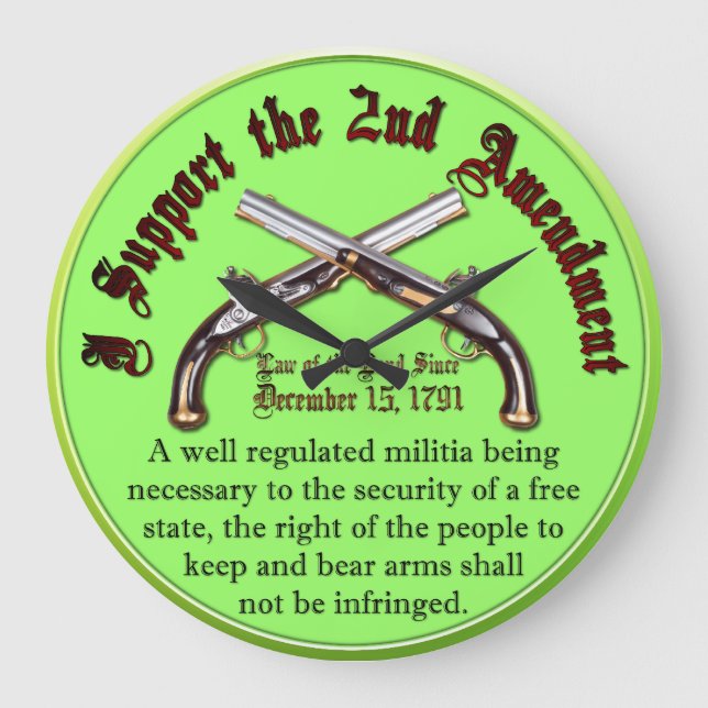I Support the 2nd Amendment Large Clock (Front)