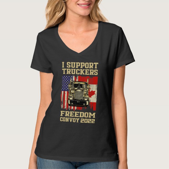 I Support Truckers Freedom Convoy 2022 American Ca T-Shirt (Front)