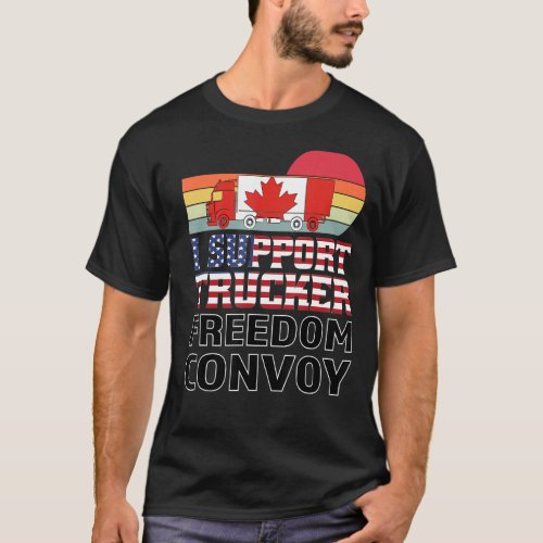 I Support Truckers Freedom Convoy 2022 Usa Canada  T_Shirt