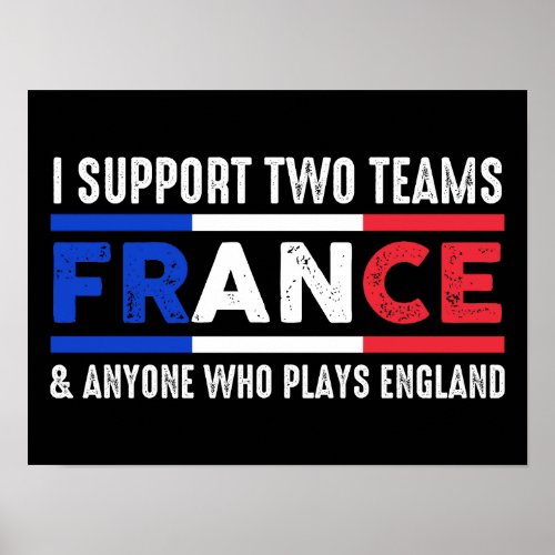 I Support Two Teams France Anyone Plays England Poster