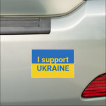 I support Ukraine Flag Car Magnet<br><div class="desc">Modern and minimal pinback squared buttons with Flag of Ukraine featuring encouragement quotes saying "I support Ukraine" in modern sans serif font. These buttons are fully customizable: create your own unique gift easily choosing any color, adding text, photo, clipart and graphic design elements. Open the Zazzle design editor and discover...</div>